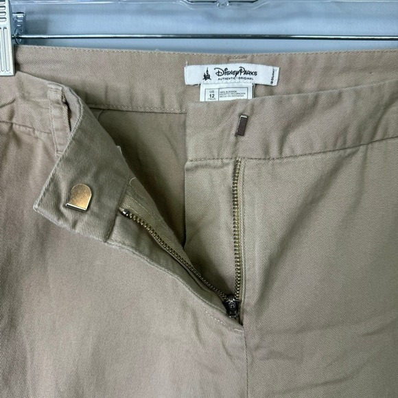 Disney Parks Khaki Tan Capri Pants Blue Embroidered Mickey Mouse Women's Size 12 - Picture 6 of 12